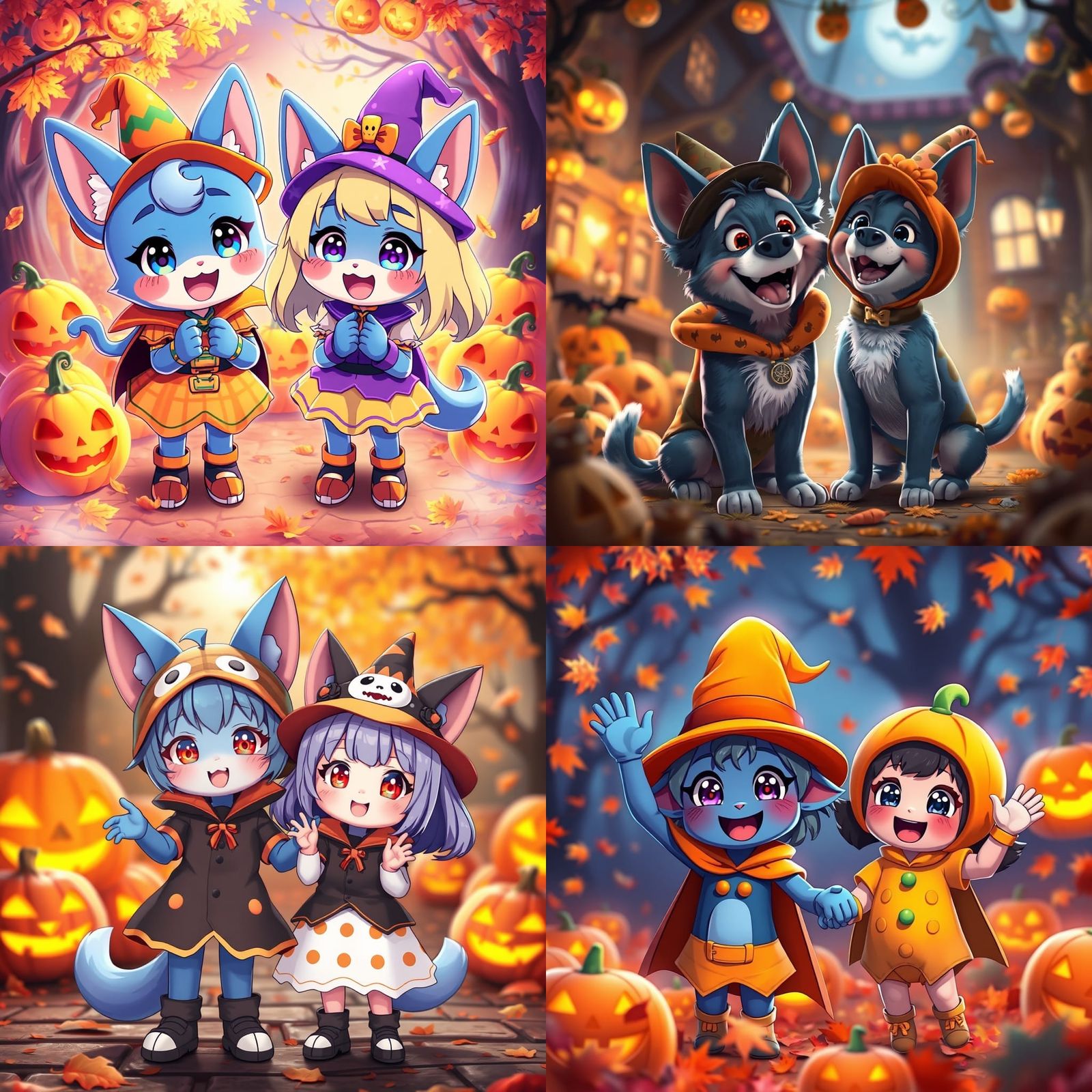 Bluey and Bingo Say Happy Halloween in 3D Anime Art