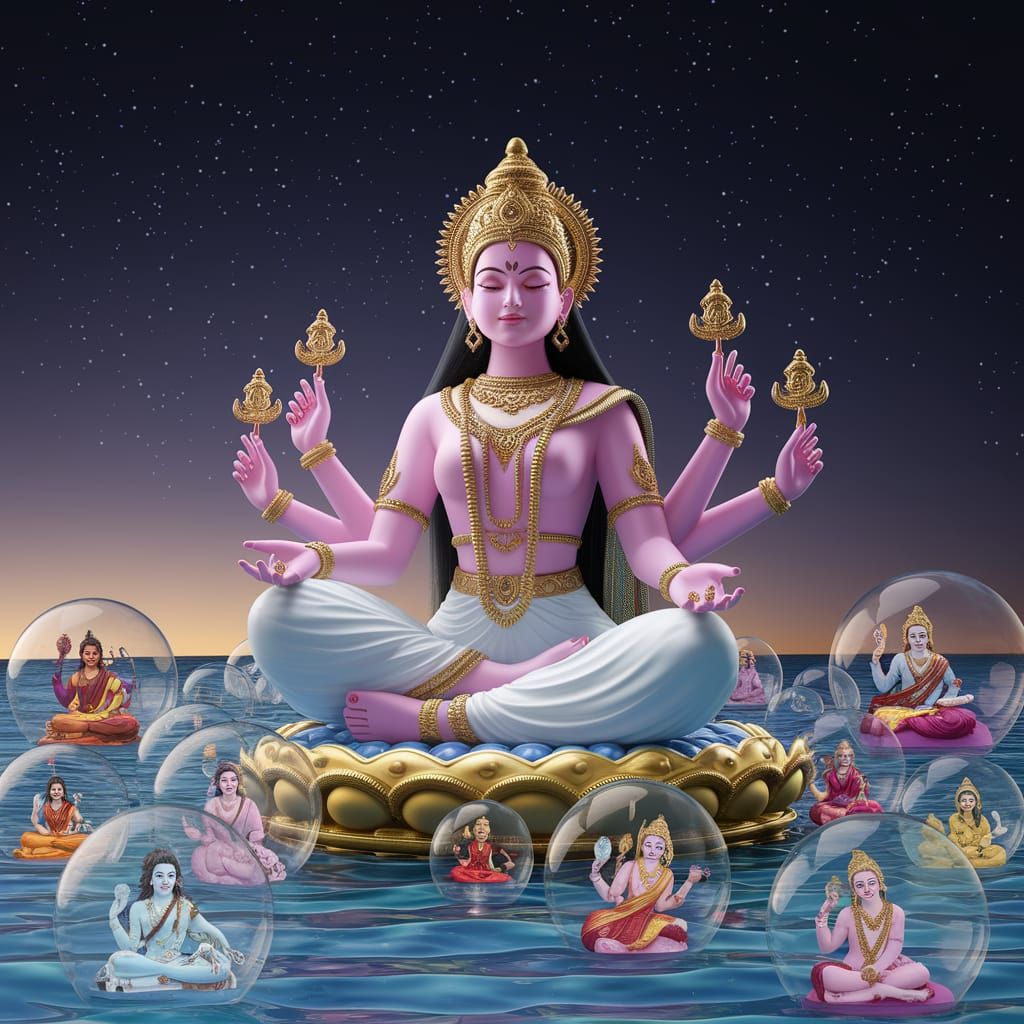 Ethereal Goddess Gayatri in a Celestial Realm