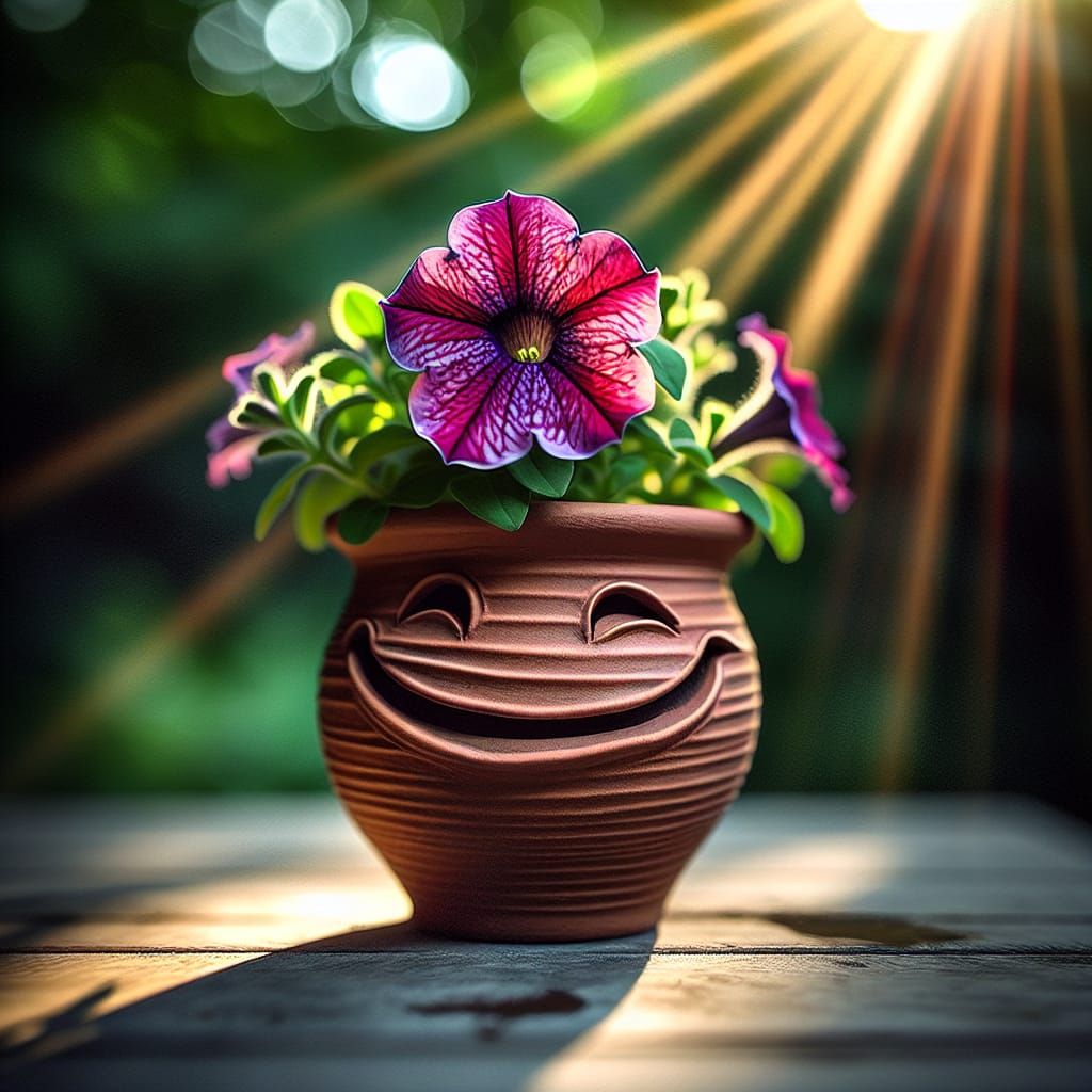 Anamorphic Petunia Flower Creates Smiling Star Illusion