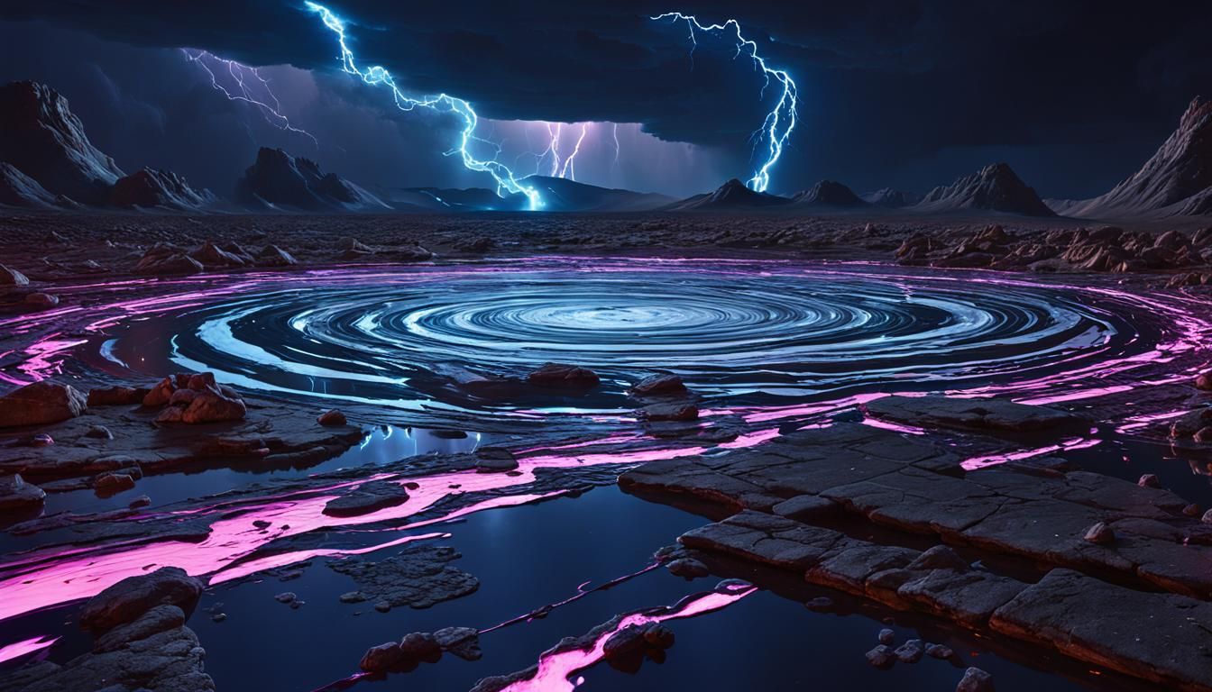 Neon Lightning Paint Tornado on Jupiter