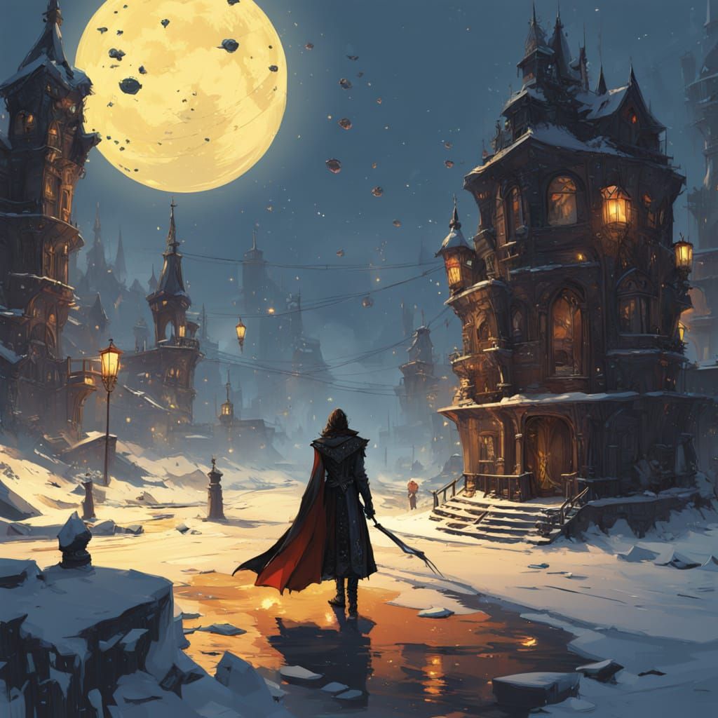 Elegant Vampire Ice Skater in Victorian Costume