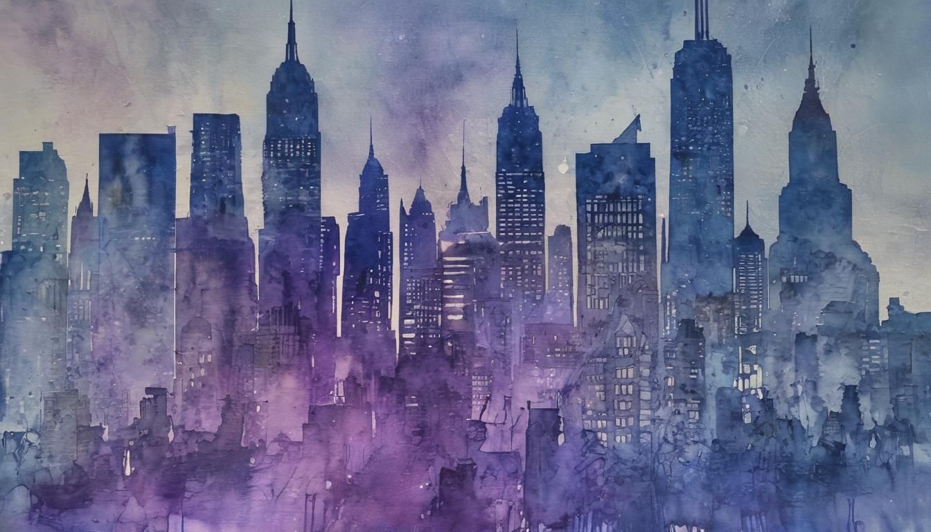 Overlapping Blue New York Skylines