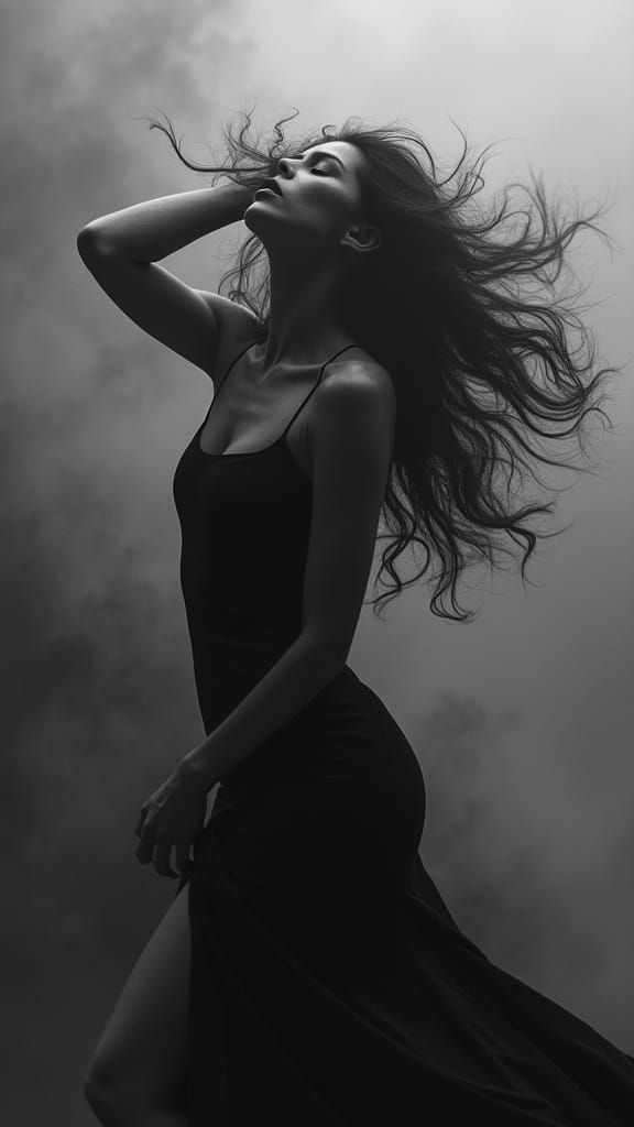 Dynamic Woman in Motion: A Chiaroscuro Masterpiece