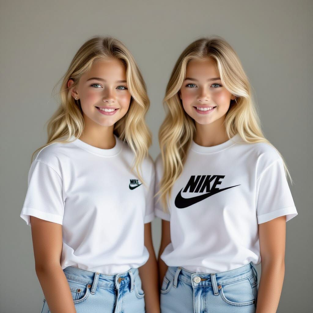 Twin Siblings in Nike Gear, Studio Portrait