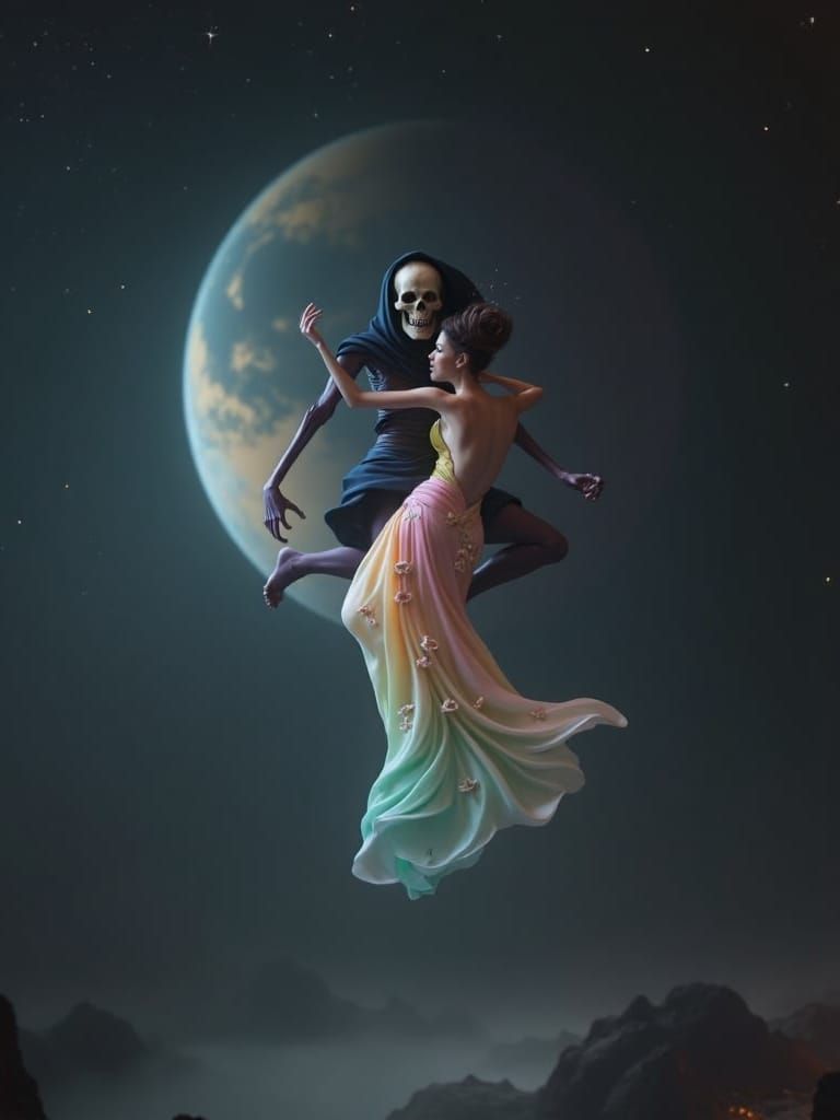 Goddess and Grim Reaper in Dark Fantasy Art