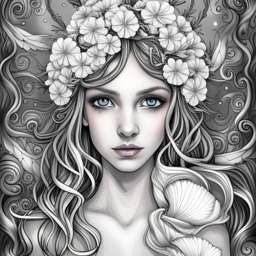 Enchanted Princess Fairy Outline in Fantasy World