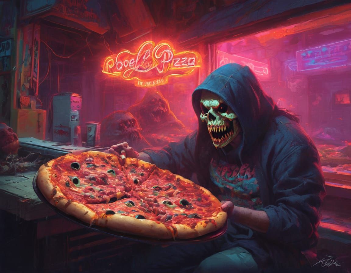 Cyberpunk Pizza Horror Eye