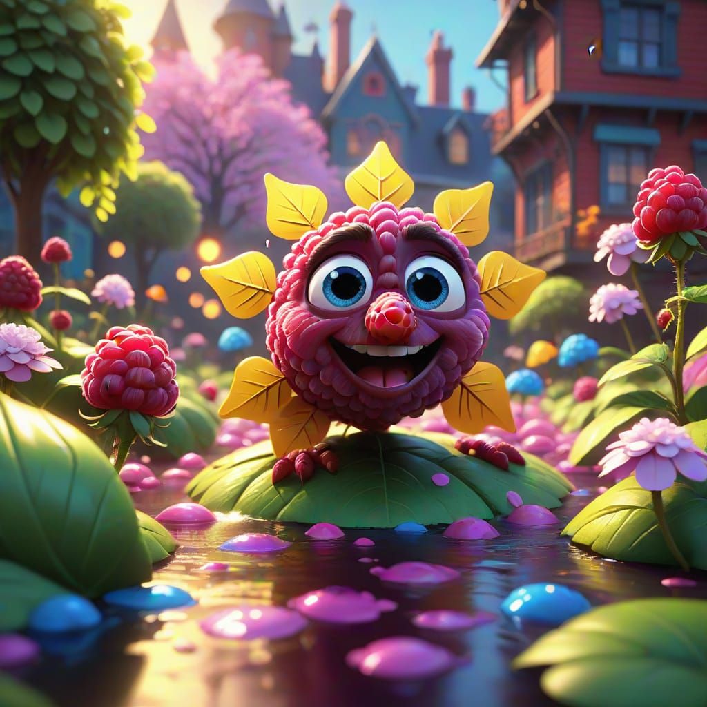 Raspberry-Snowflake Hybrids Blooming in Springtime