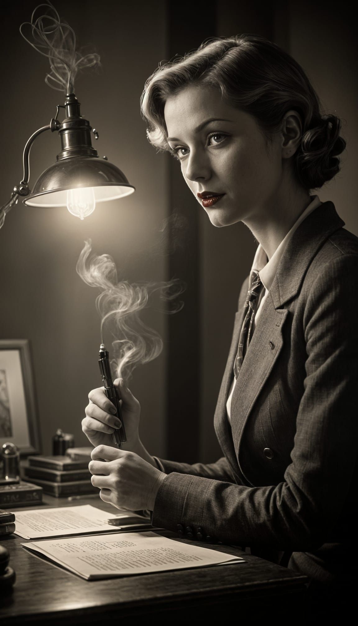 Film Noir Gumshoe Detective in Sepia Tones