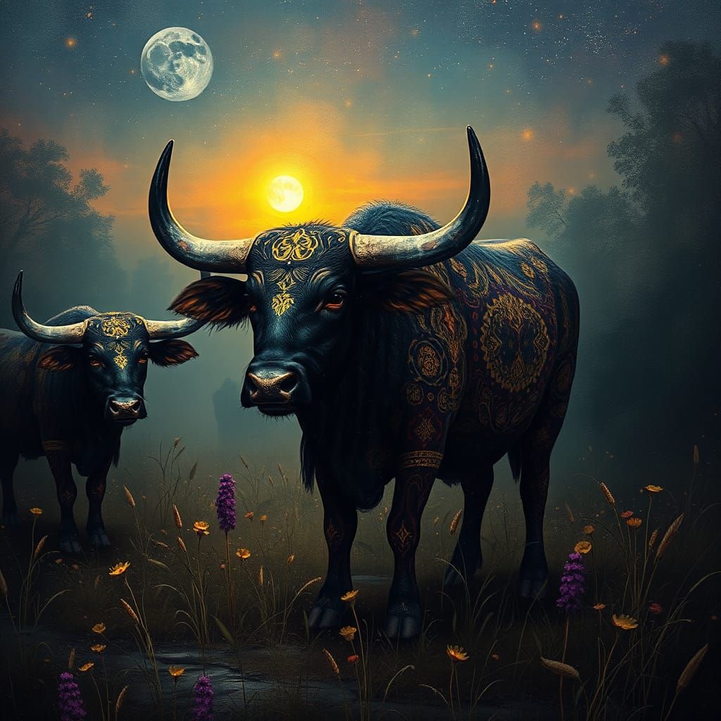 Sri Lankan Aurochs: Photography, Pointillism, Concept Art