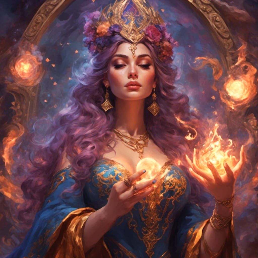 Enchanting Sorceress Casting a Spell
