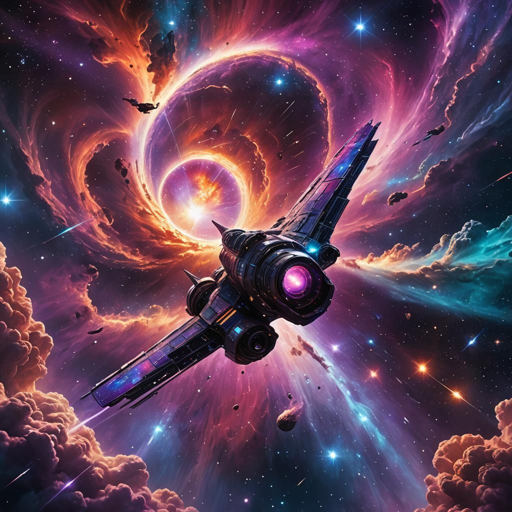 Spaceship Wormhole Nebula Concept Art