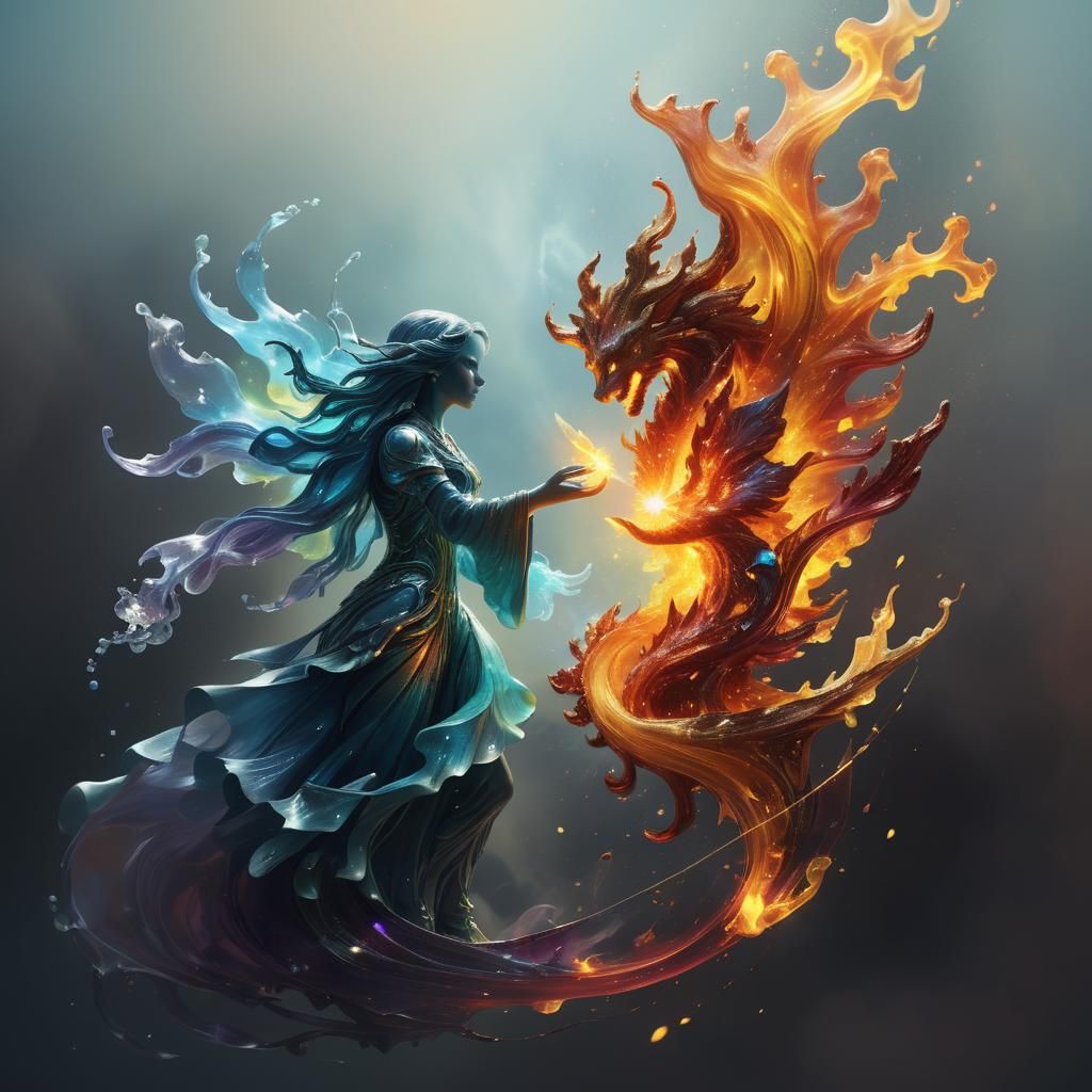 Fire and Water Gemstone in Surreal Display