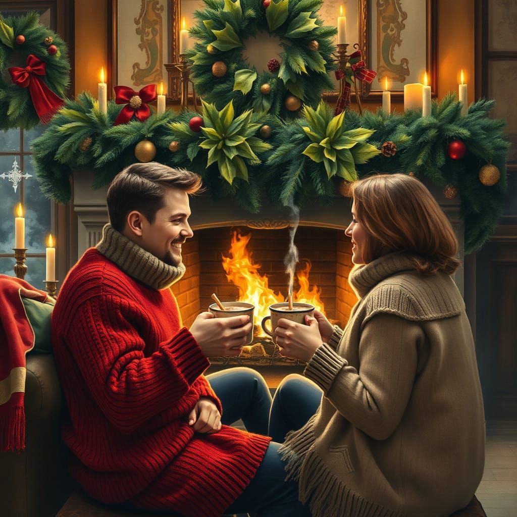 Surreal Winter Wonderland Scene in Impressionist Style