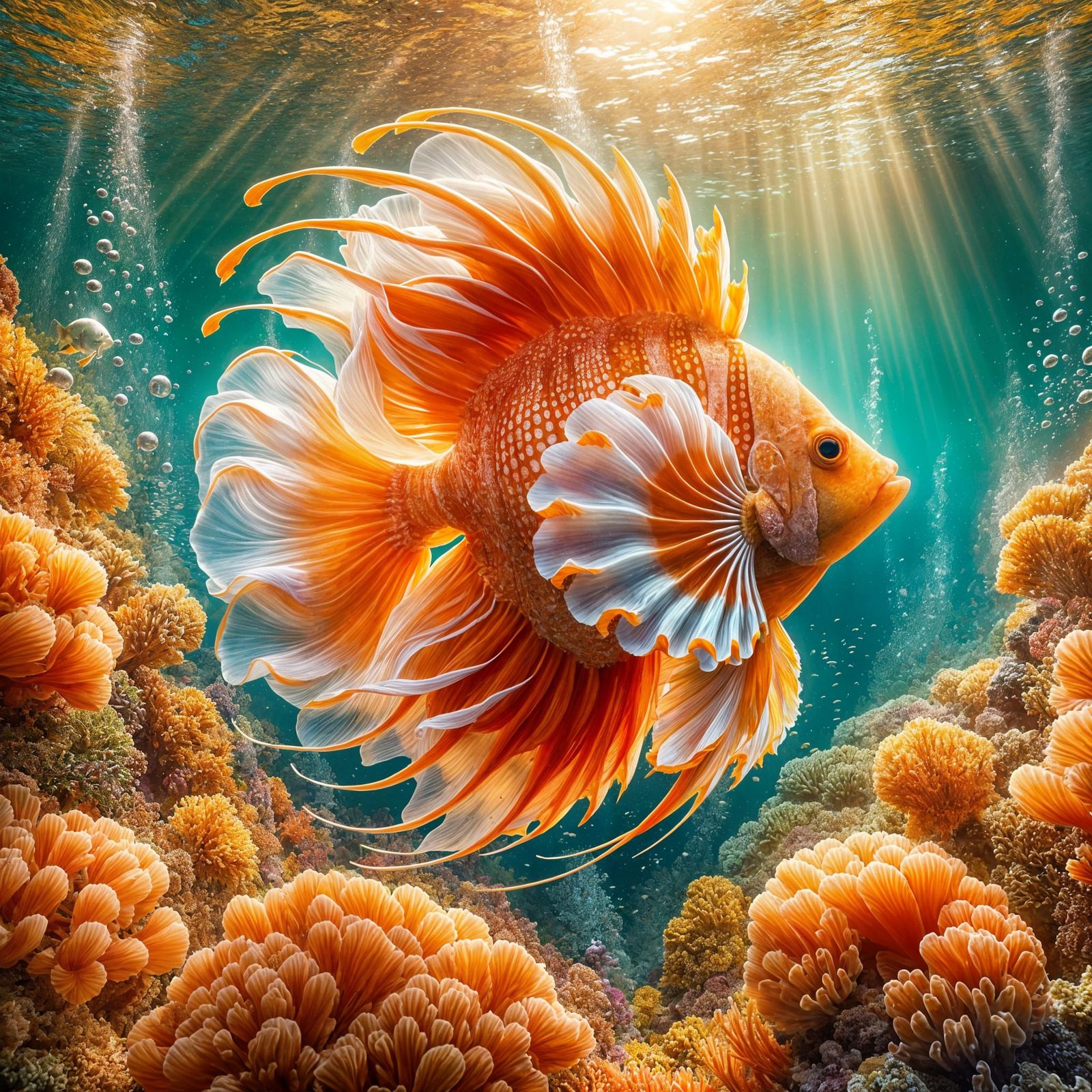 Elegant Orange Fish in Coral Reef