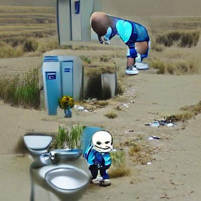 Cartoon Skeleton in Desolate Scene