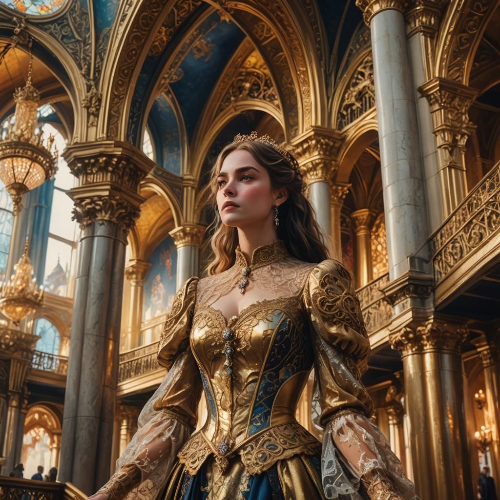 Regal Woman in Victorian Attire: Fantasy Art