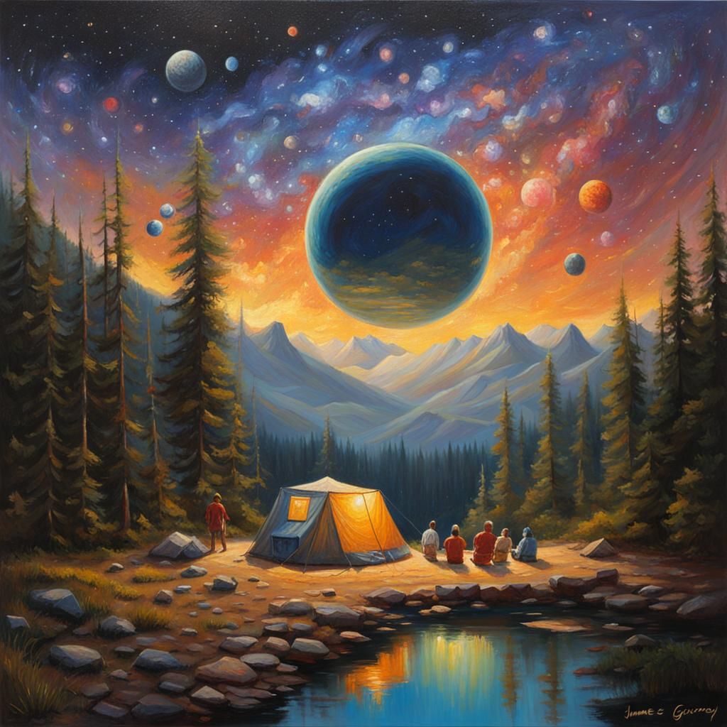 Surreal Universe Camp as Oil Painting