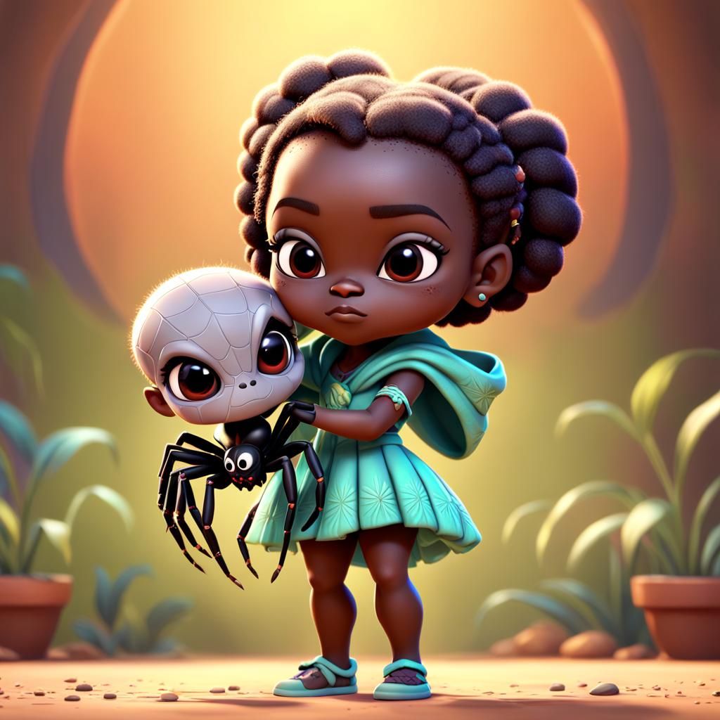 Girl and hybrid spider