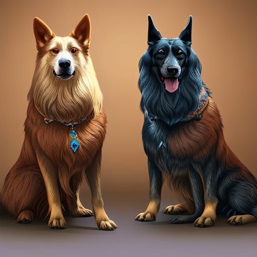 Hyperrealistic Two-Headed Dog Concept Art
