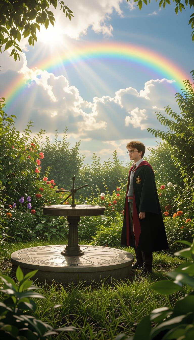 Harry Potter in Rainbow Garden: Cinematic Film Still