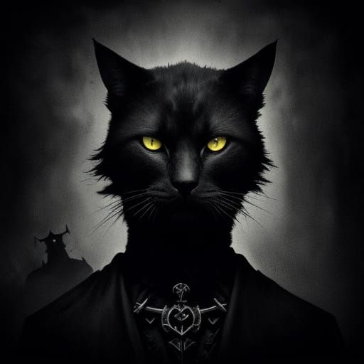 Evil Feline Skull Leers in Dark Gothic Portrait