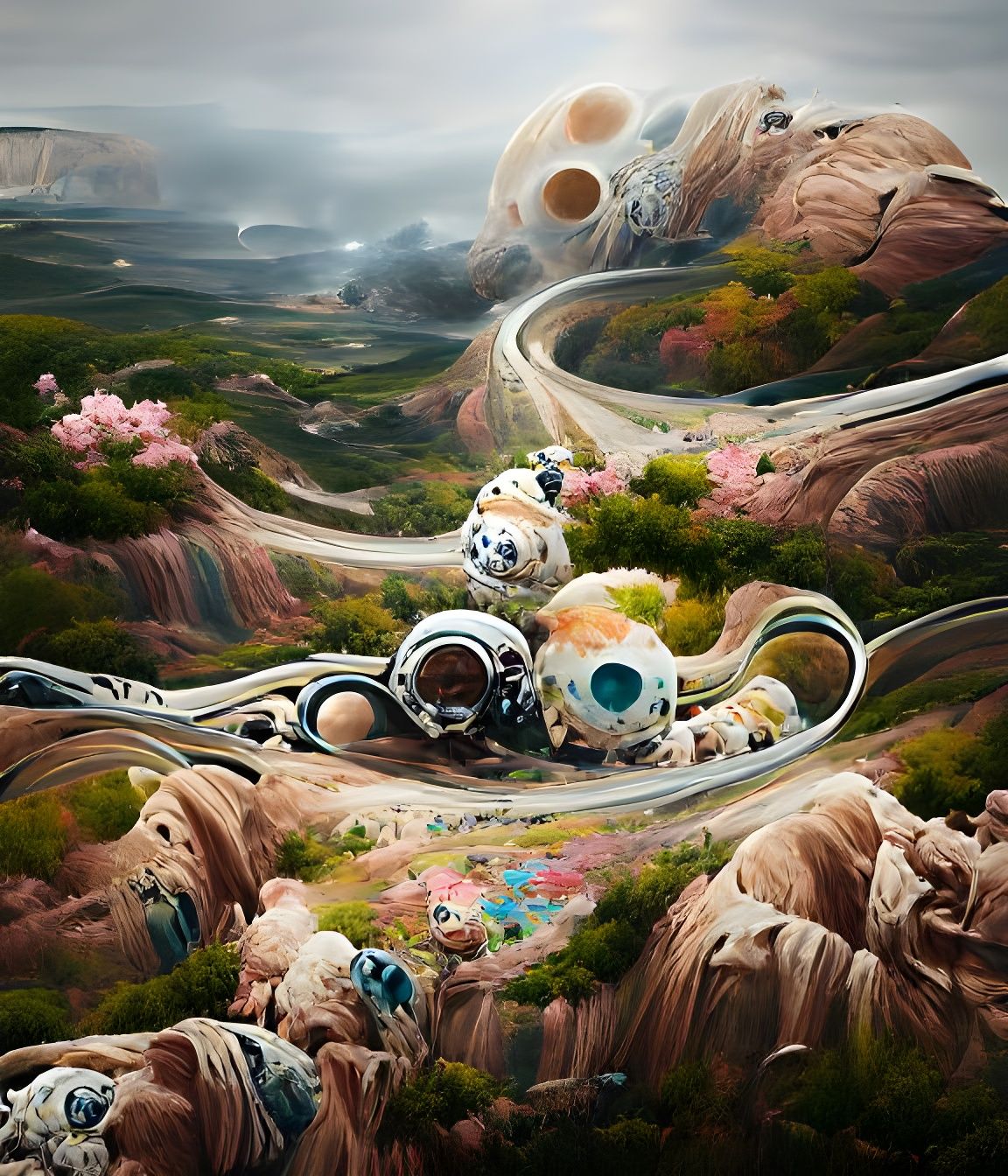 Cosmic Badlands Winding Road Digital Painting