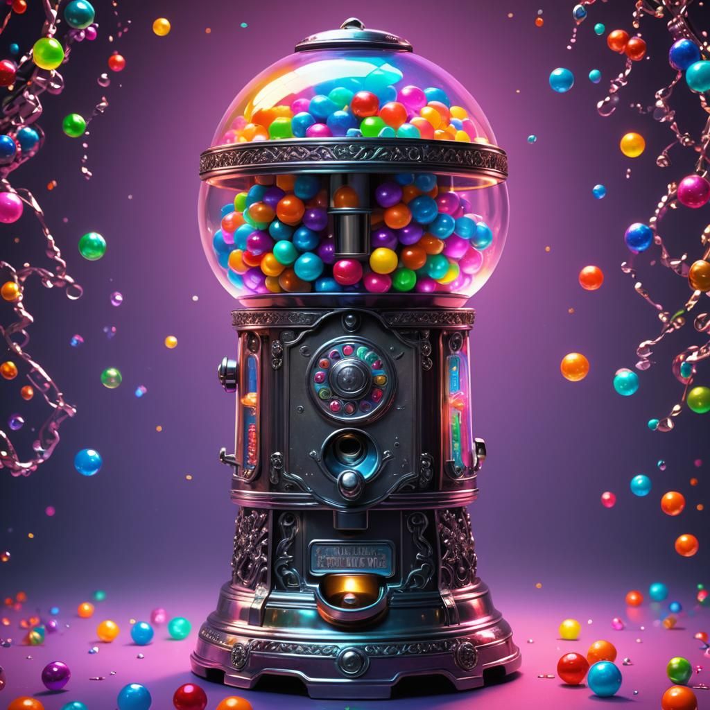 Iridescent Gumball Machine with Silver Filigree