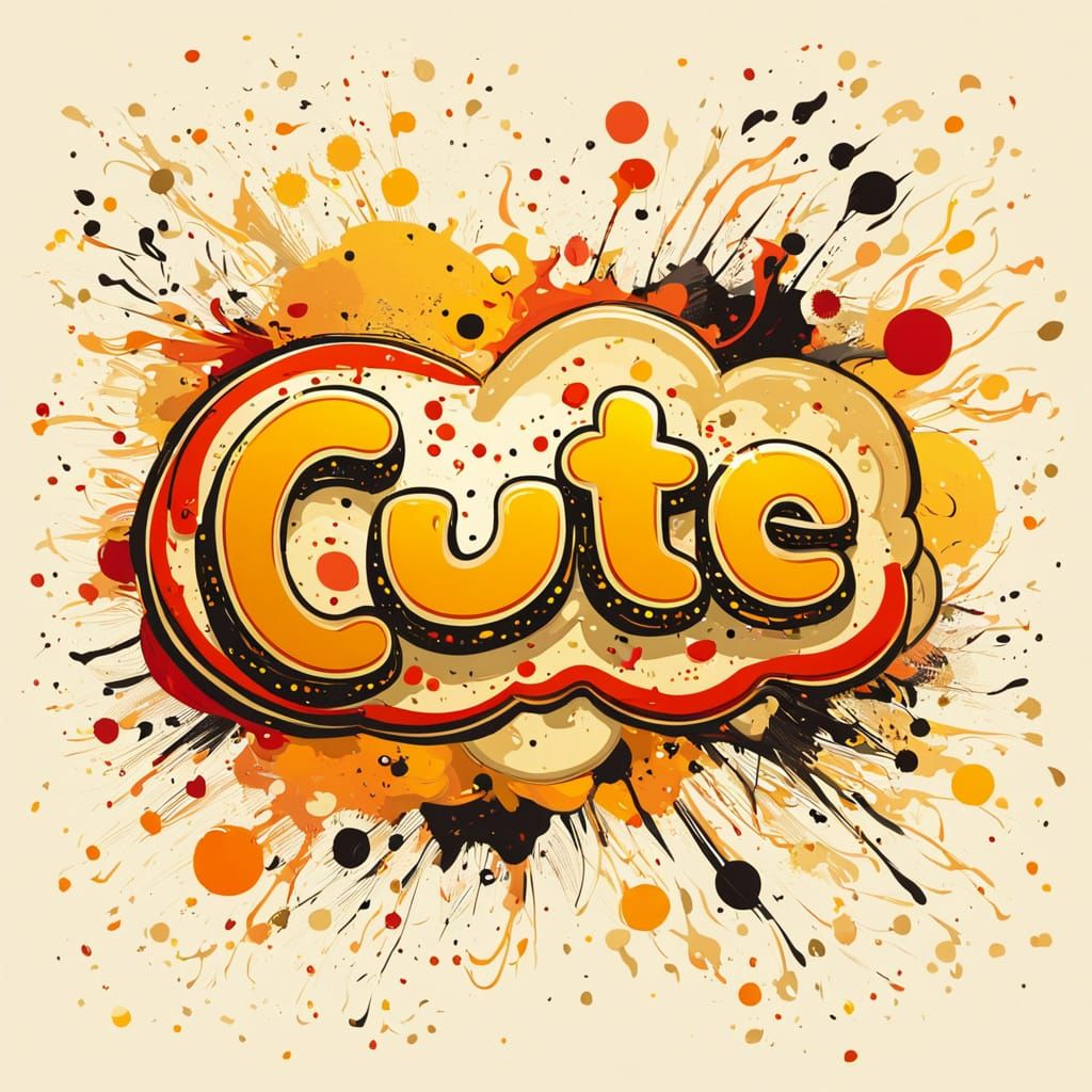 Whimsical Beige Cartoon Speech Bubble with Gold Swirls and V...