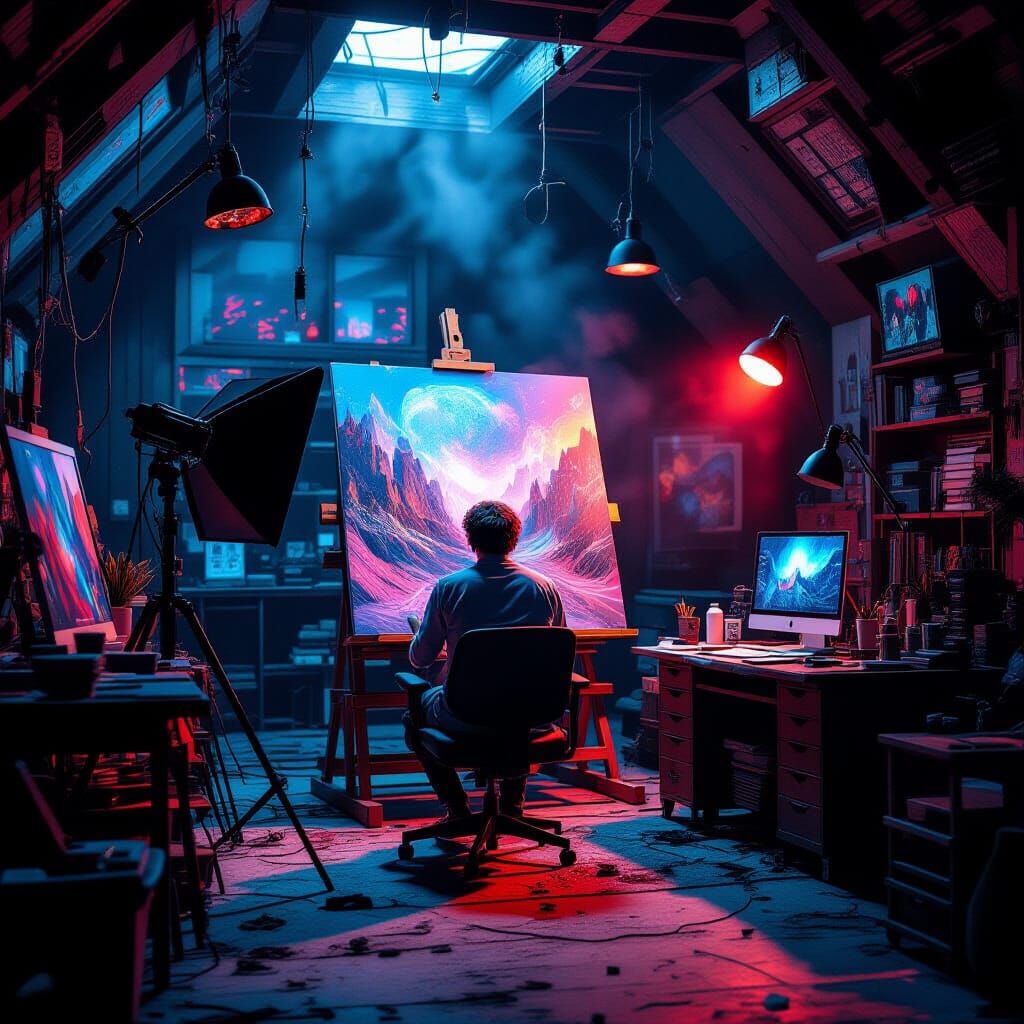 Magical Artist Studio with Twisted Perspective