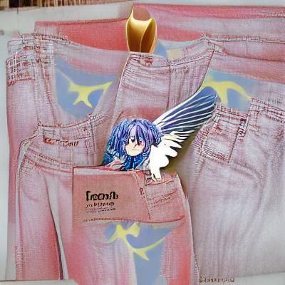 Konata Izumi with Angel Wings and Fiorucci Jeans
