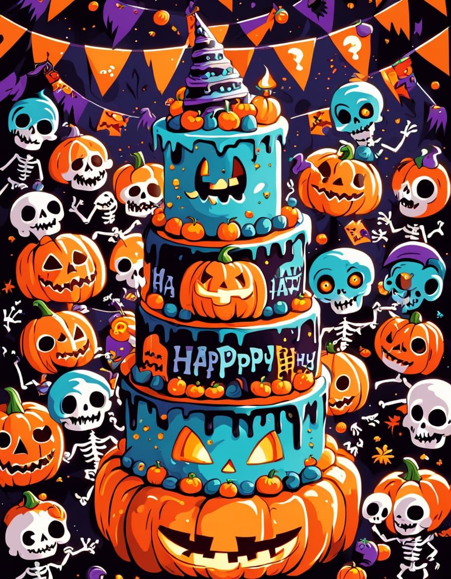 Cute Monsters Celebrate Birthday in Whimsical Cartoon Style