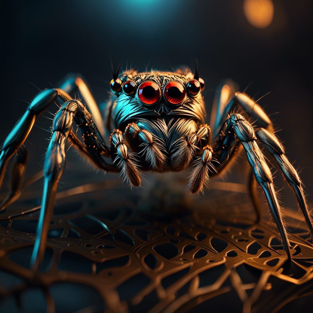 Fullmetal Engraved Spider with Big Eyes