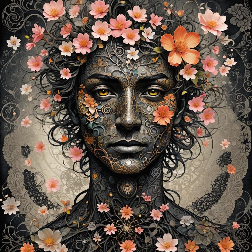 Surreal Man: Spectral Blossoms in Vogue Style