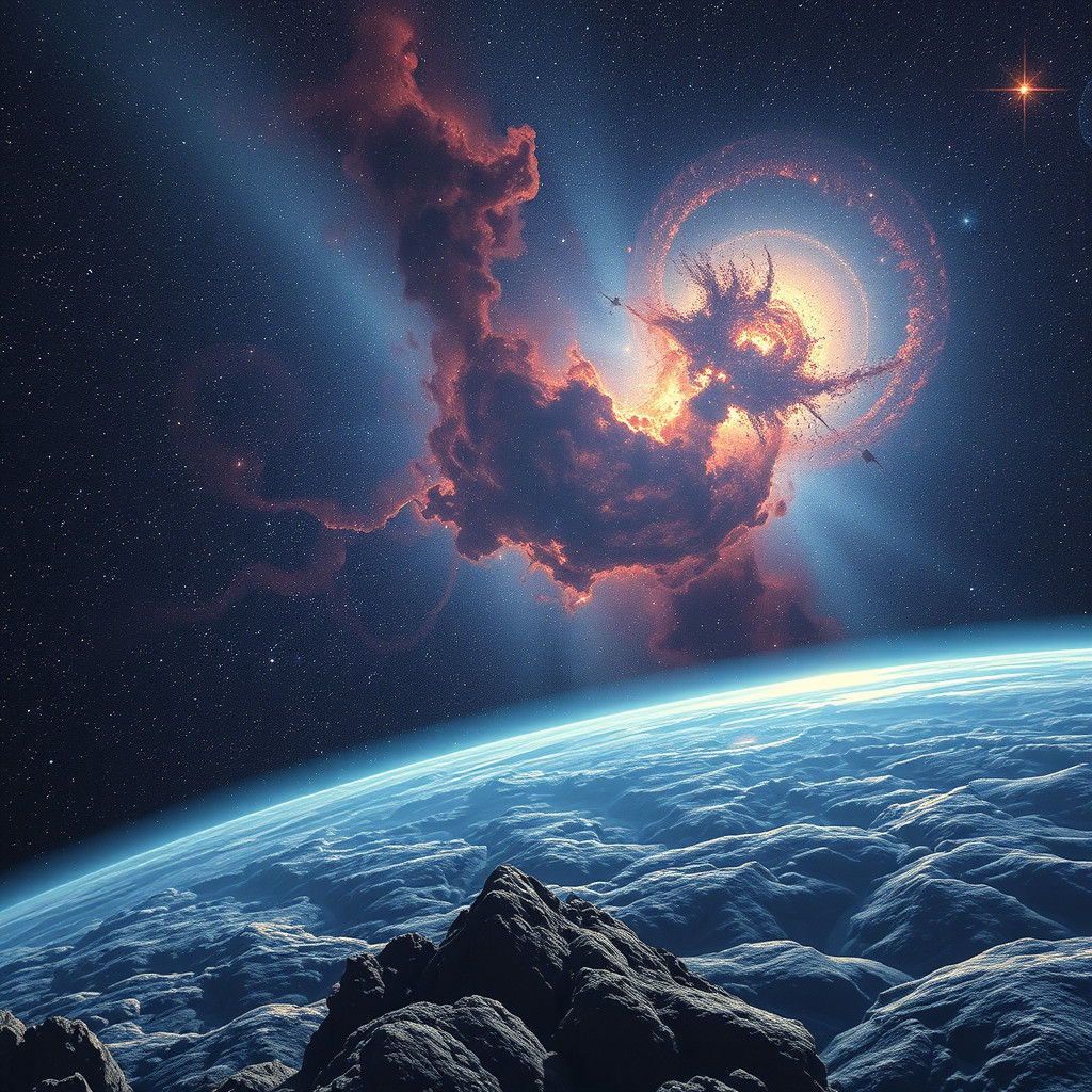 Iridescent Galaxy Panorama in Science Fiction Style