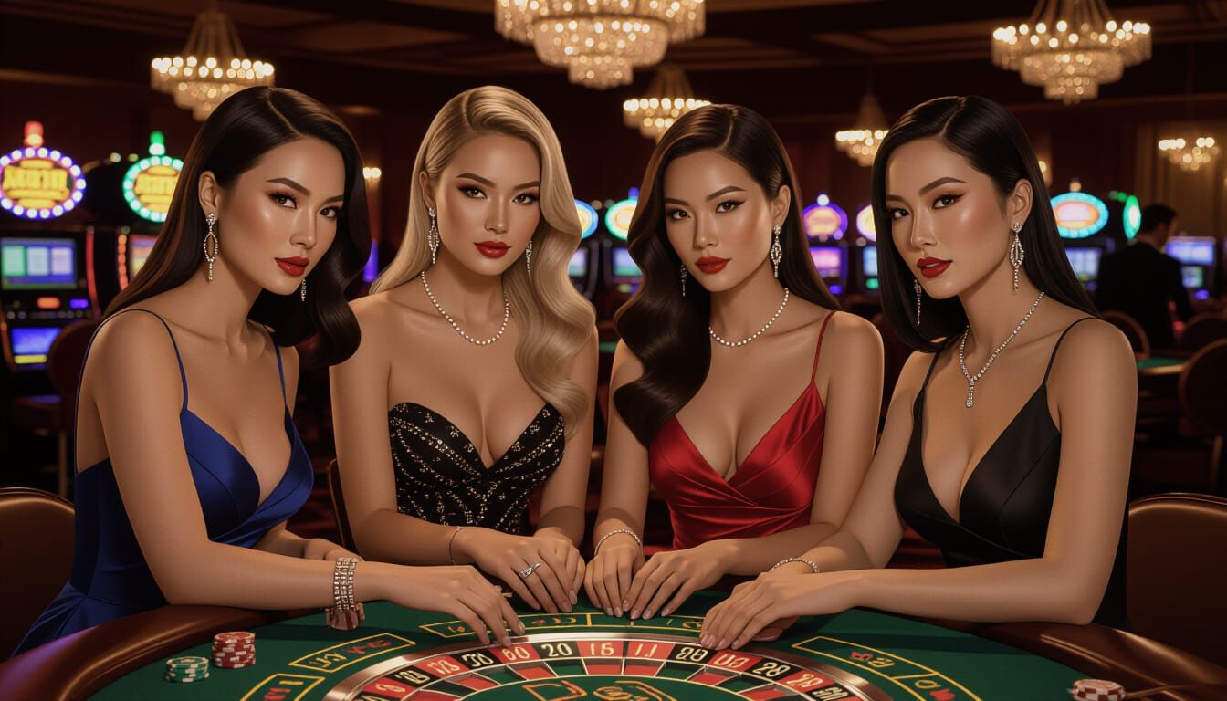 Elegant Women at Casino Roulette Table
