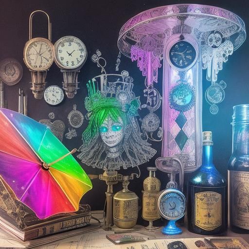 Steampunk, Kids Crayon drawings ,surreal child's drawing , r...