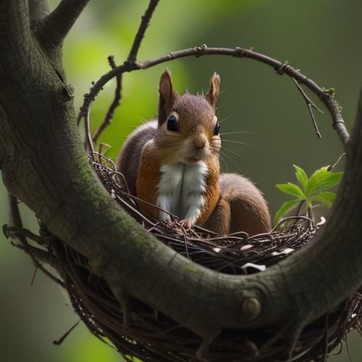 squirrel baby in nest