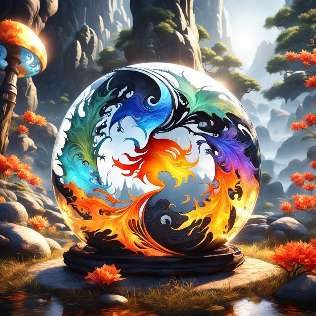 Yin Yang Fantasy Realms in Breathtaking Hyperrealism