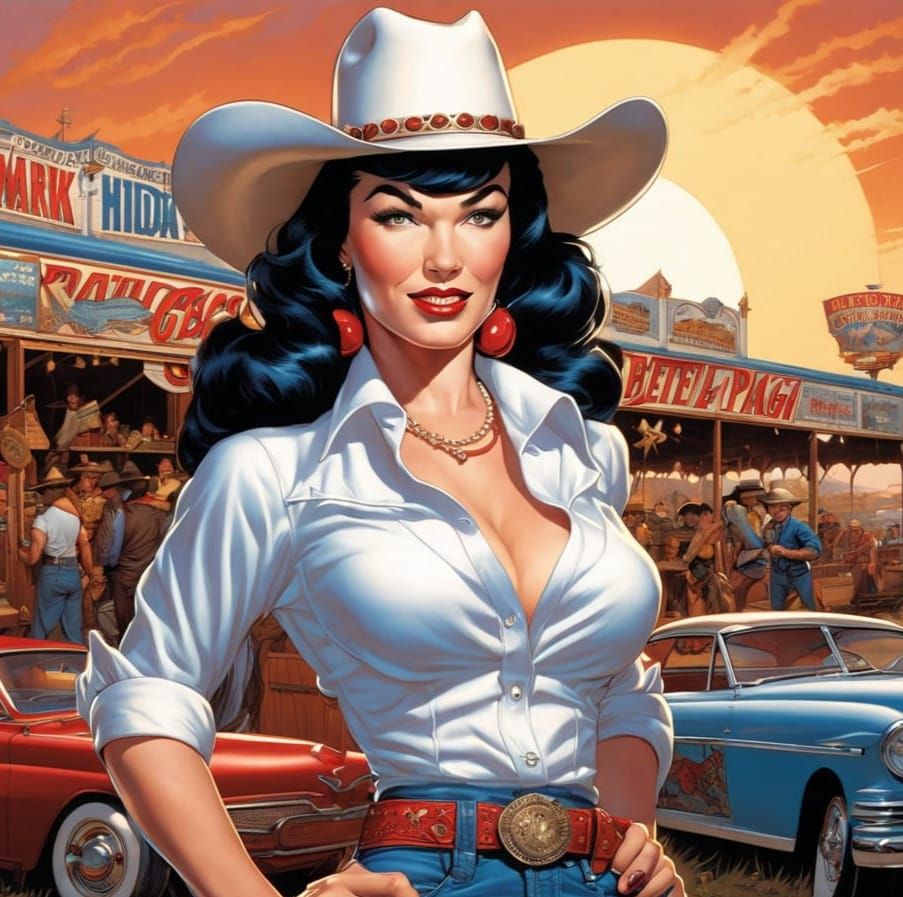 Bettie Page at County Fair in Comic Book Art