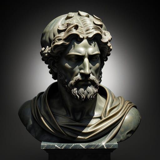 Renaissance Atlas Statue in Stormy Sea