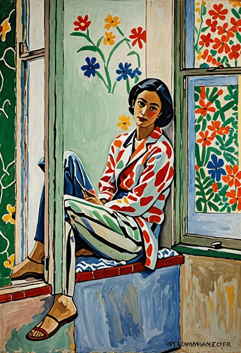 Vibrant Cut-Out Artwork in Blue and Gold