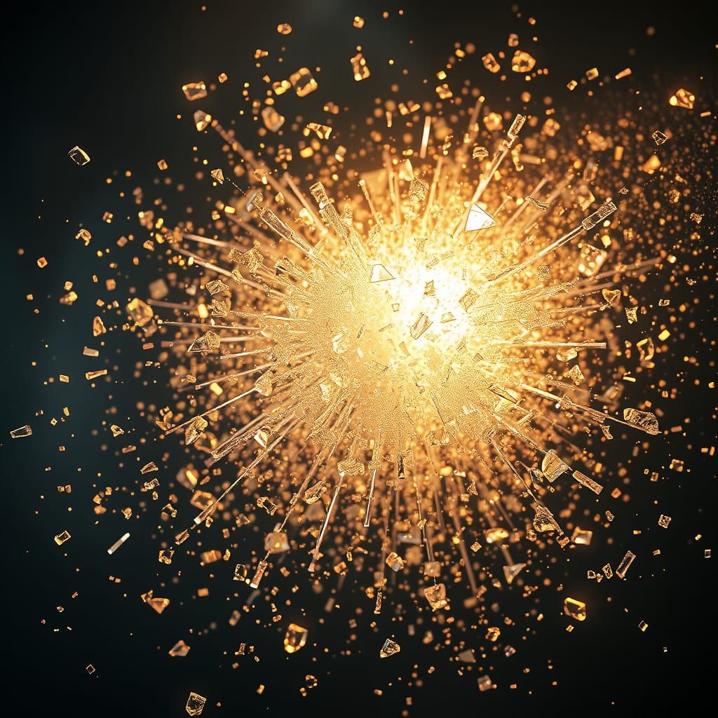 Fractured Crystal in Warm Golden Light