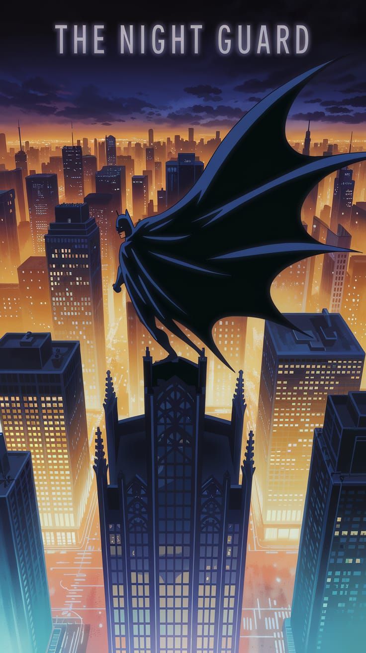 Batman: Anime-Style Night Guard in Modern Metropolis