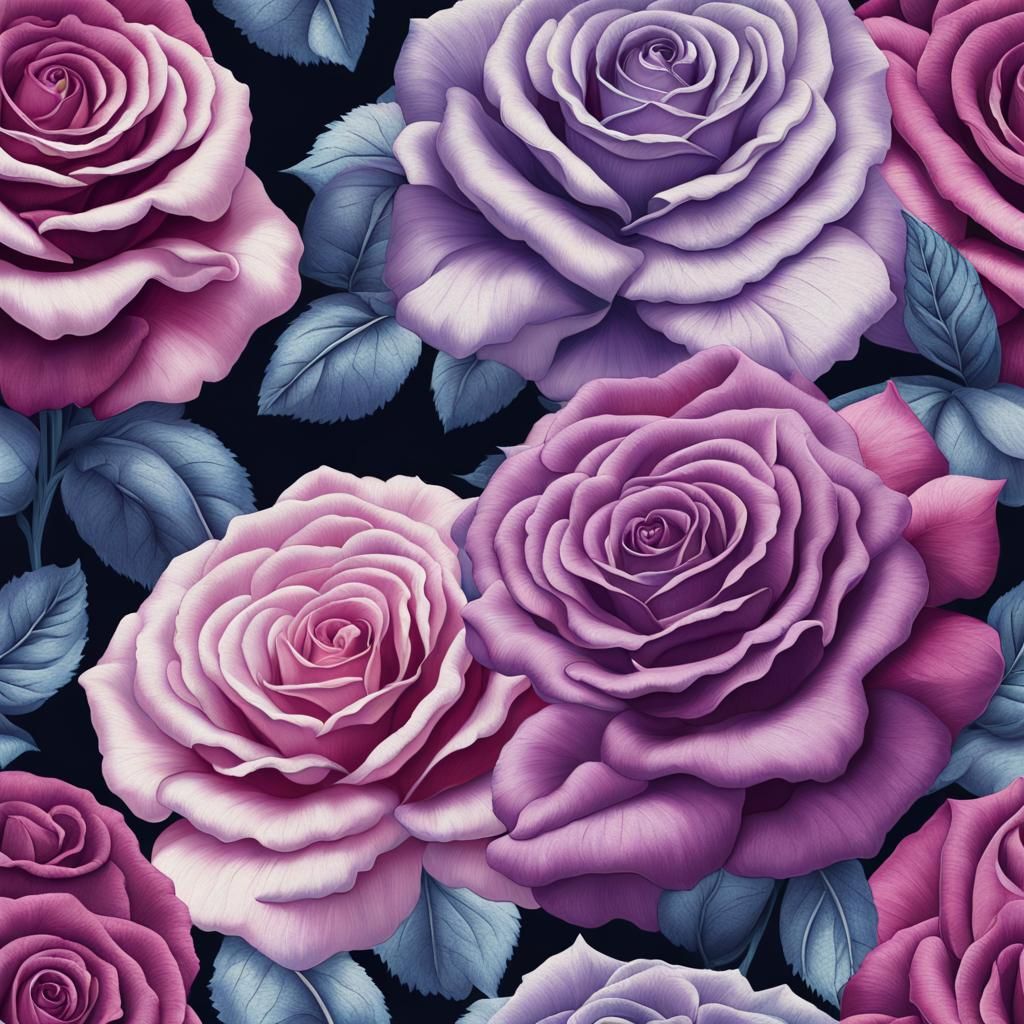 Velvet Hybrid Tea Roses in 3D Graphic Print