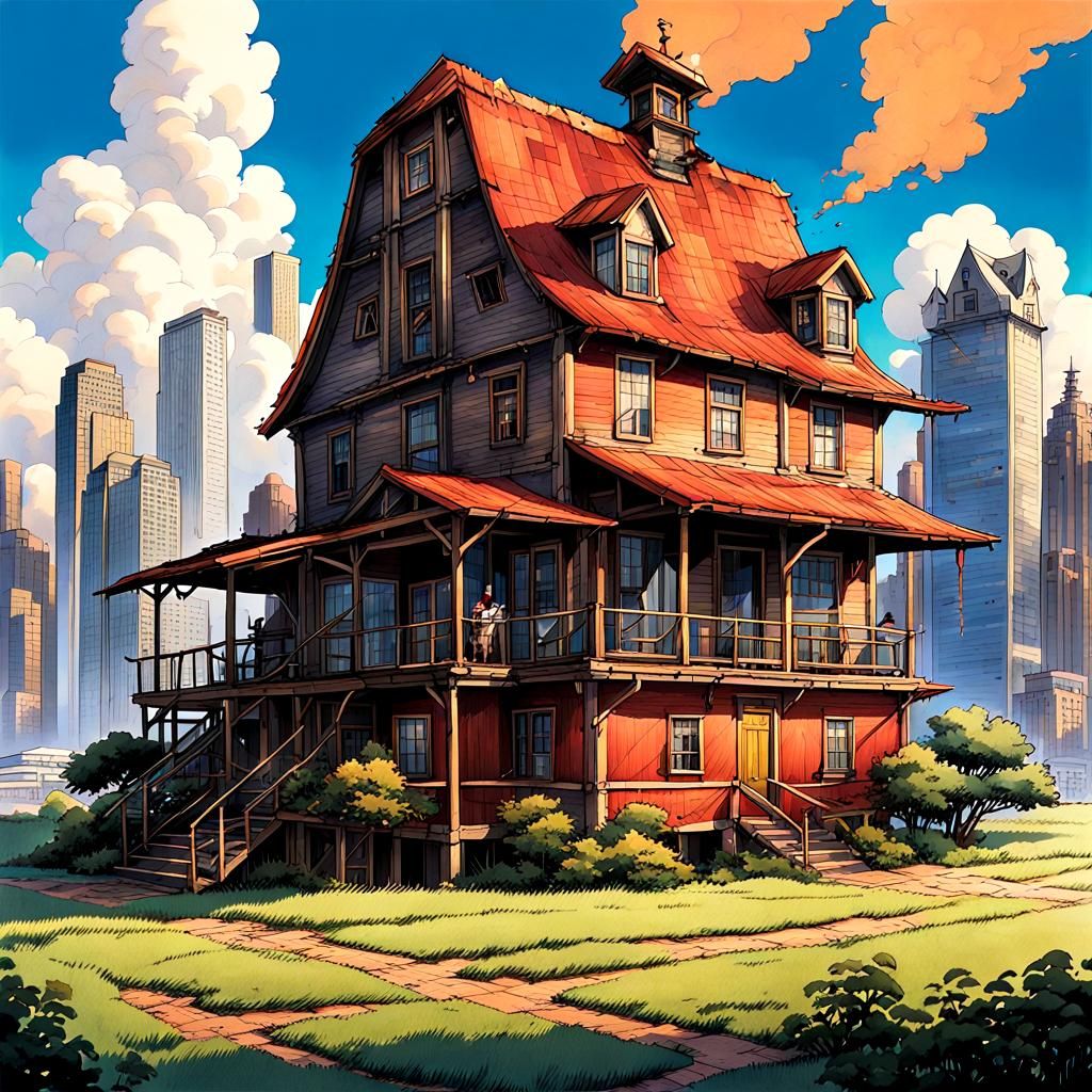 Farmhouse in Metropolis: Solarpunk Comic Art