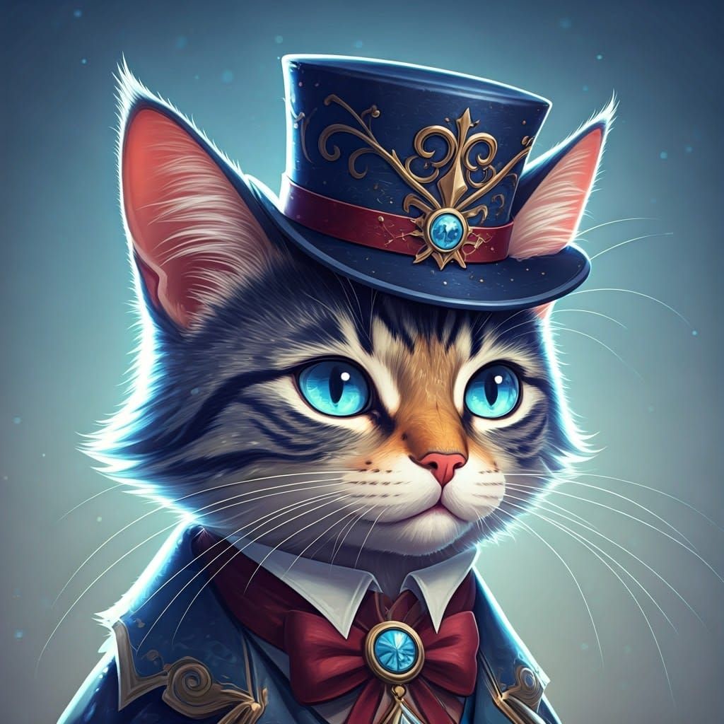 Cat in a Top Hat: Whimsical Anime Art