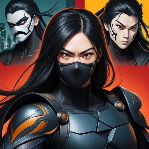 Ninja Turtle Cityscape Portrait in Manga Style