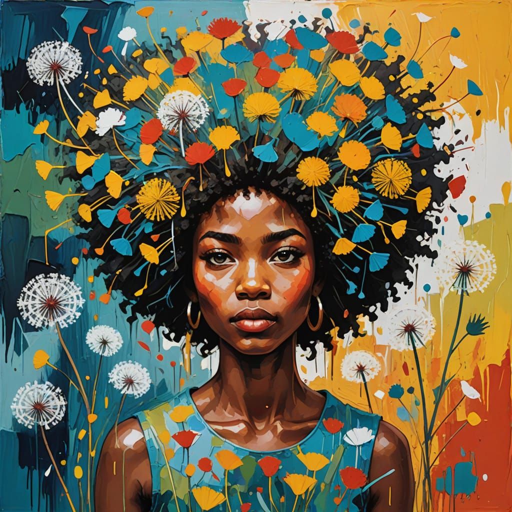 With flowers in her hair...