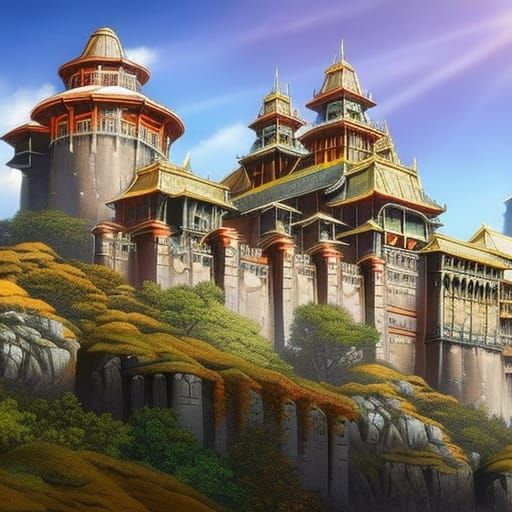 Hyperrealistic Castle Fortress Concept Art